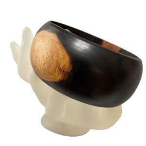 Bold Lynggaard Style Cool & Chunky Domed Wide Hardwood Bangle 3” Vintage…